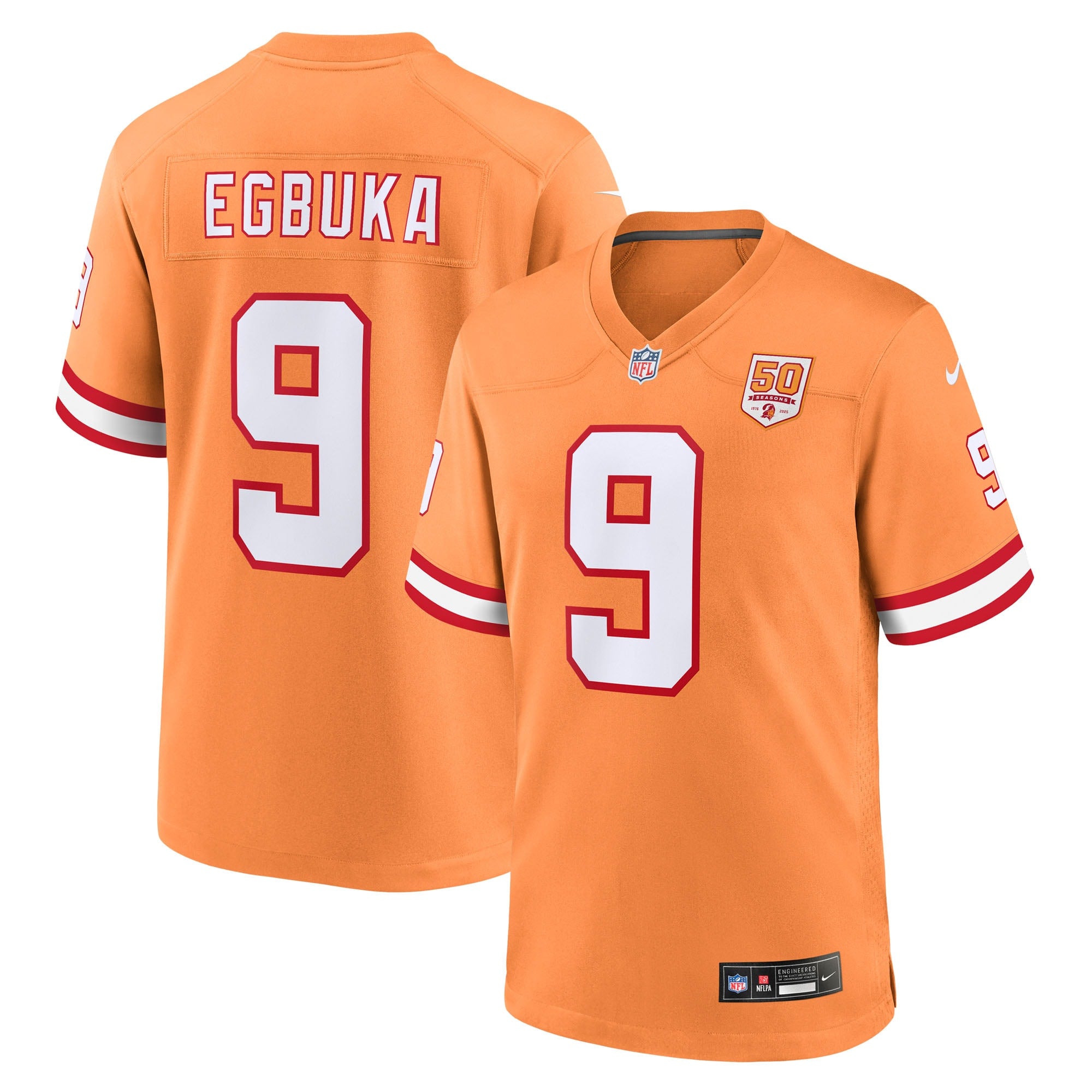 Emeka Egbuka Tampa Bay Buccaneers Nike Team Game Jersey - Red/White/Creamsicle - Image 9