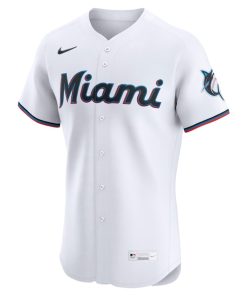 Alternative view of Miami Marlins Nike Home Elite Custom Jersey - White