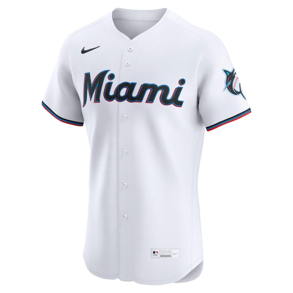Miami Marlins Nike Home Elite Custom Jersey - White - Image 2