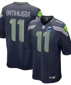 Alternative view of Jaxon Smith-Njigba Seattle Seahawks Nike Team 50th Season Game Jersey - College Navy/Royal