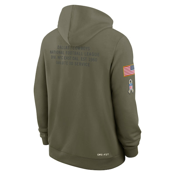 Dallas Cowboys Nike 2025 Salute to Service Sideline Standard Issue Dri-FIT Hoodie - Olive - Image 3