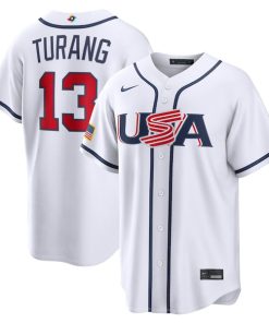 Men's USA Baseball Brice Turang Nike White 2026 World Baseball Classic Home Stadium Jersey