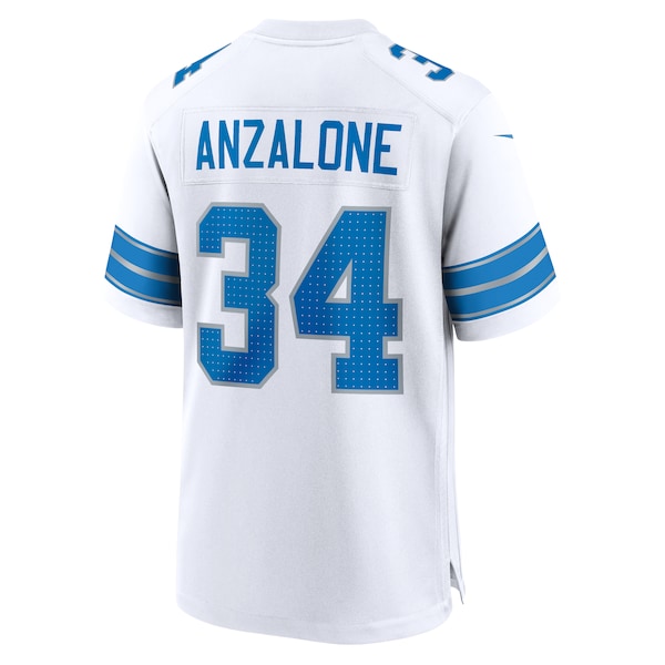 Alex Anzalone Detroit Lions Nike White Game Jersey - White/Blue - Image 4