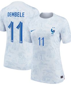 Ousmane Dembele France National Team Nike Women's 2022/23 Away Breathe Stadium Replica Jersey - White