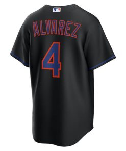 Alternative view of Francisco Alvarez New York Mets Nike Alternate Replica Jersey - Black
