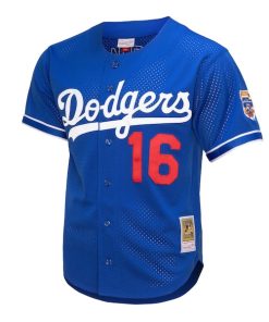 Alternative view of Hideo Nomo Los Angeles Dodgers  Cooperstown Collection Mesh Batting Practice Button-Up Jersey - Royal