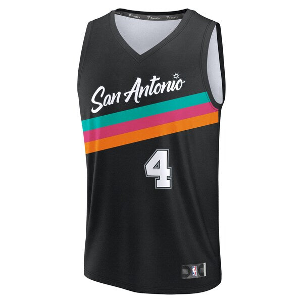 De'Aaron Fox San Antonio Spurs 2025/26 City Edition Fast Break Jersey - Black - Image 2