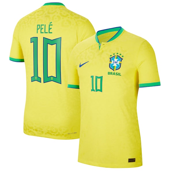 Pel¨¦ Brazil National Team Nike 2022/23 Home Vapor Match Authentic Player Jersey - Yellow