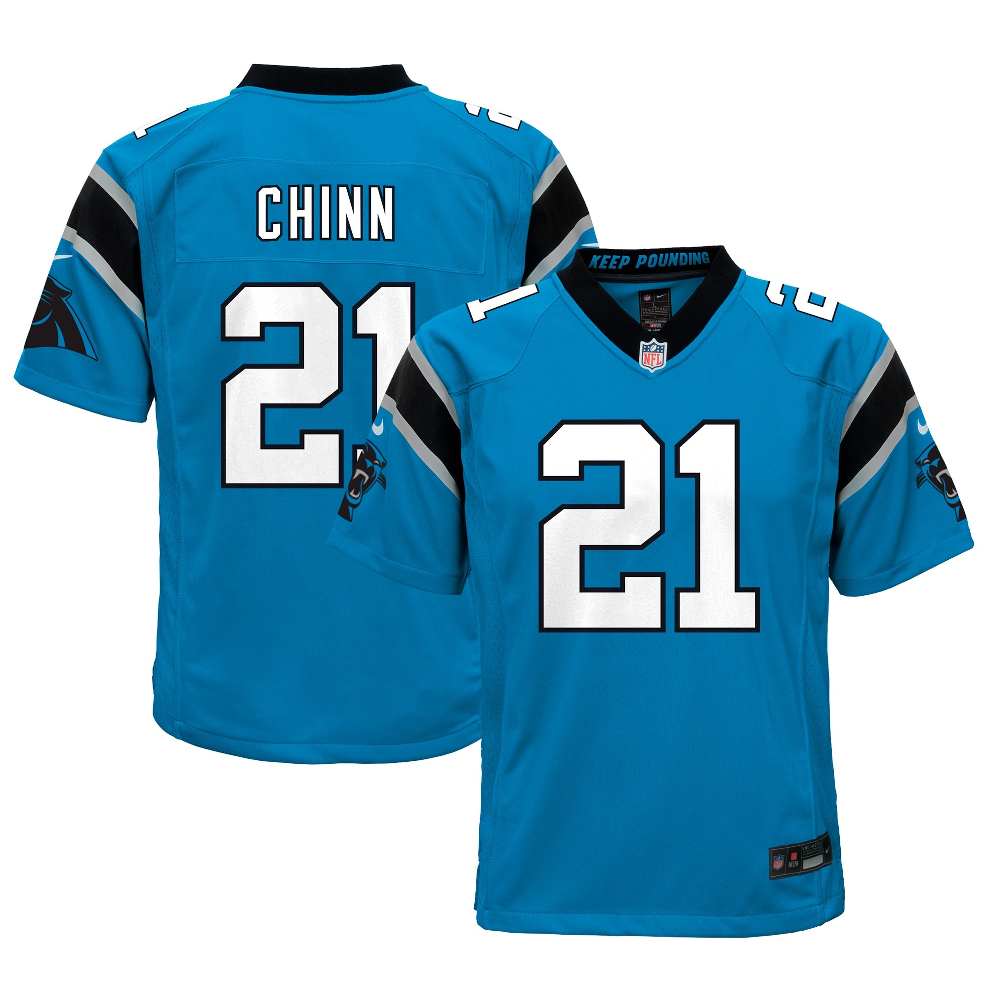 Jeremy Chinn Carolina Panthers Nike Youth Game Jersey - Black/Blue/White - Image 6