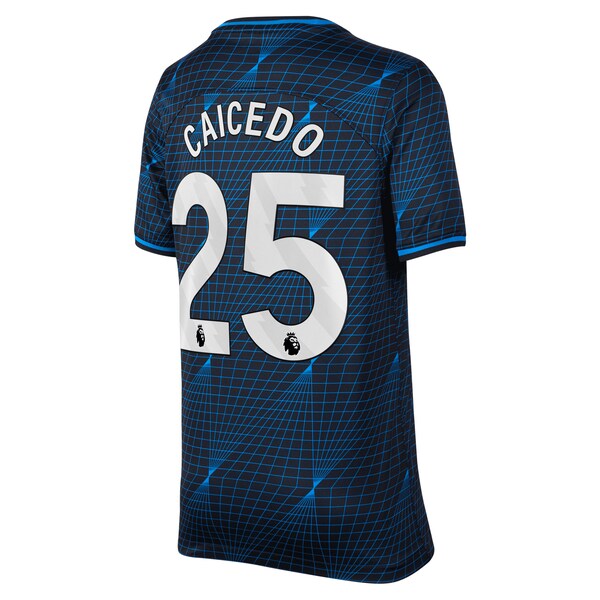 Mois¨¦s Caicedo Chelsea Nike Youth 2023/24 Away Stadium Replica Player Jersey - Navy - Image 3