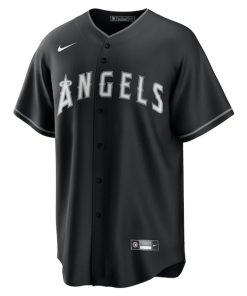 Alternative view of Mike Trout Los Angeles Angels Nike Lights Out Replica Player Jersey - Black