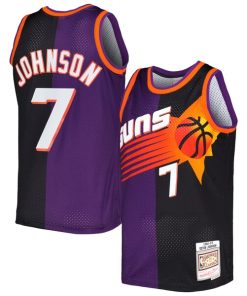 Alternative view of Kevin Johnson Phoenix Suns Hardwood Classics 1996/97 Split Swingman Jersey - Purple/Black