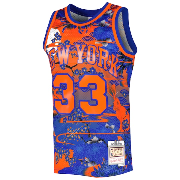 Patrick Ewing New York Knicks 1985/86 Hardwood Classics Lunar New Year Swingman Jersey - Blue - Image 2