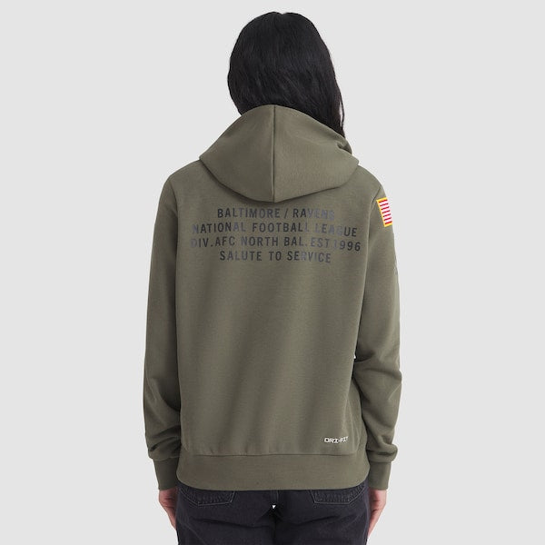 Baltimore Ravens Nike Women's 2025 Salute to Service Sideline Standard Issue Dri-FIT Hoodie - Olive - Image 2