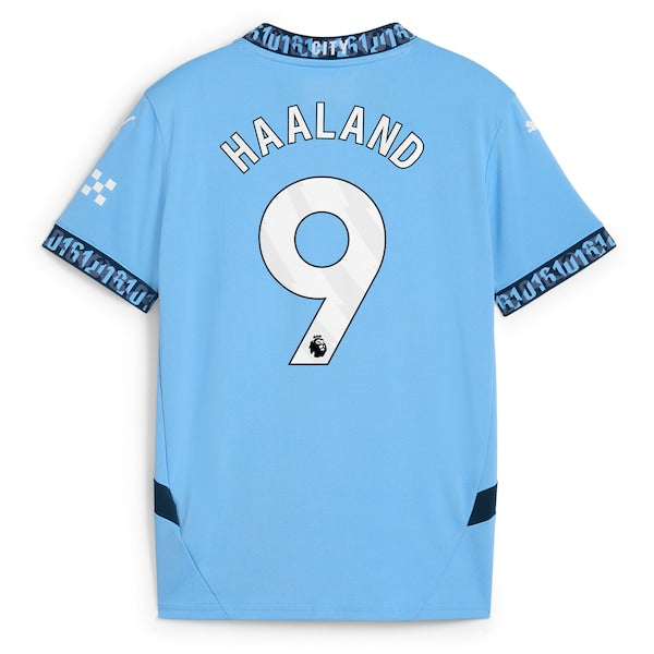Erling Haaland Manchester City Puma Youth 2024/25 Home Replica Player Jersey - Light Blue - Image 4