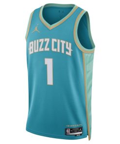 Alternative view of LaMelo Ball Charlotte Hornets Jordan Brand Unisex 2023/24 Swingman Jersey - Teal - City Edition