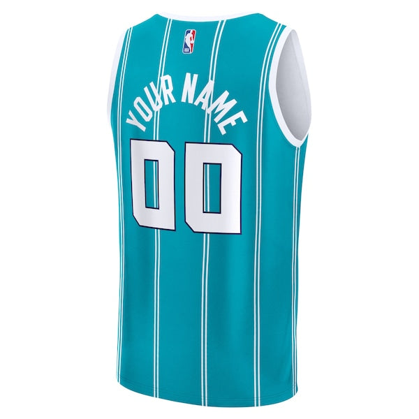 Charlotte Hornets Youth Fast Break Custom Replica Jersey - Teal - Icon Edition - Image 3