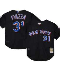 Mike Piazza New York Mets Cooperstown Collection 2000 Batting Practice Jersey - Black