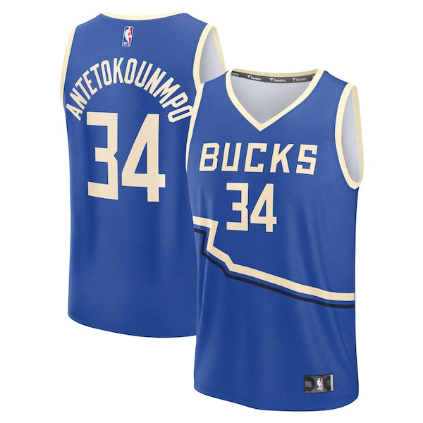 Giannis Antetokounmpo Milwaukee Bucks Youth 2024/25 Fast Break Player Jersey - City Edition - Royal