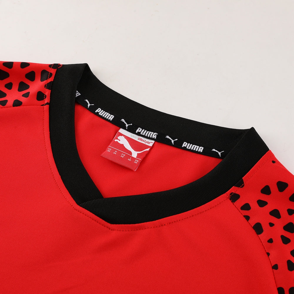 Puma Short Sleeve Training Jersey Set-PD02- Red/Black - Image 10