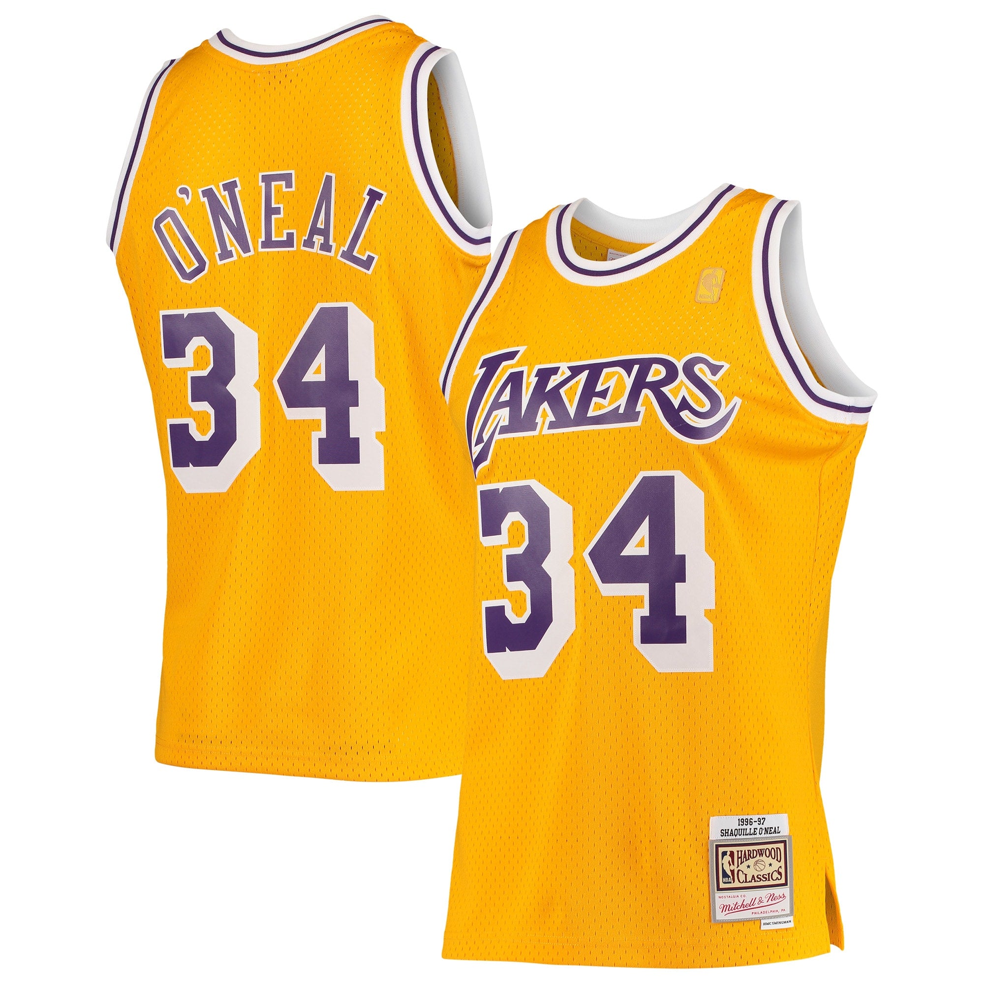 Shaquille O'Neal Los Angeles Lakers Hardwood Classics Swingman Jersey - Purple/Royal/Gold - Image 8