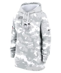 Alternative view of Minnesota Vikings Nike Women's 2024 Salute To Service Club Fleece Pullover Hoodie - Arctic Camo