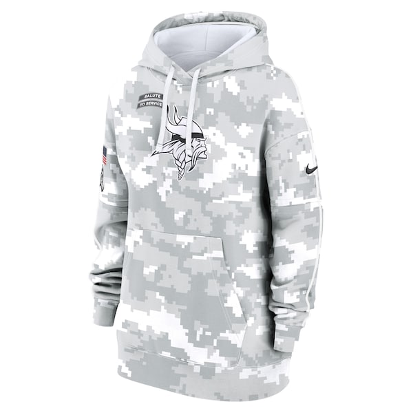 Minnesota Vikings Nike Women's 2024 Salute To Service Club Fleece Pullover Hoodie - Arctic Camo - Image 2