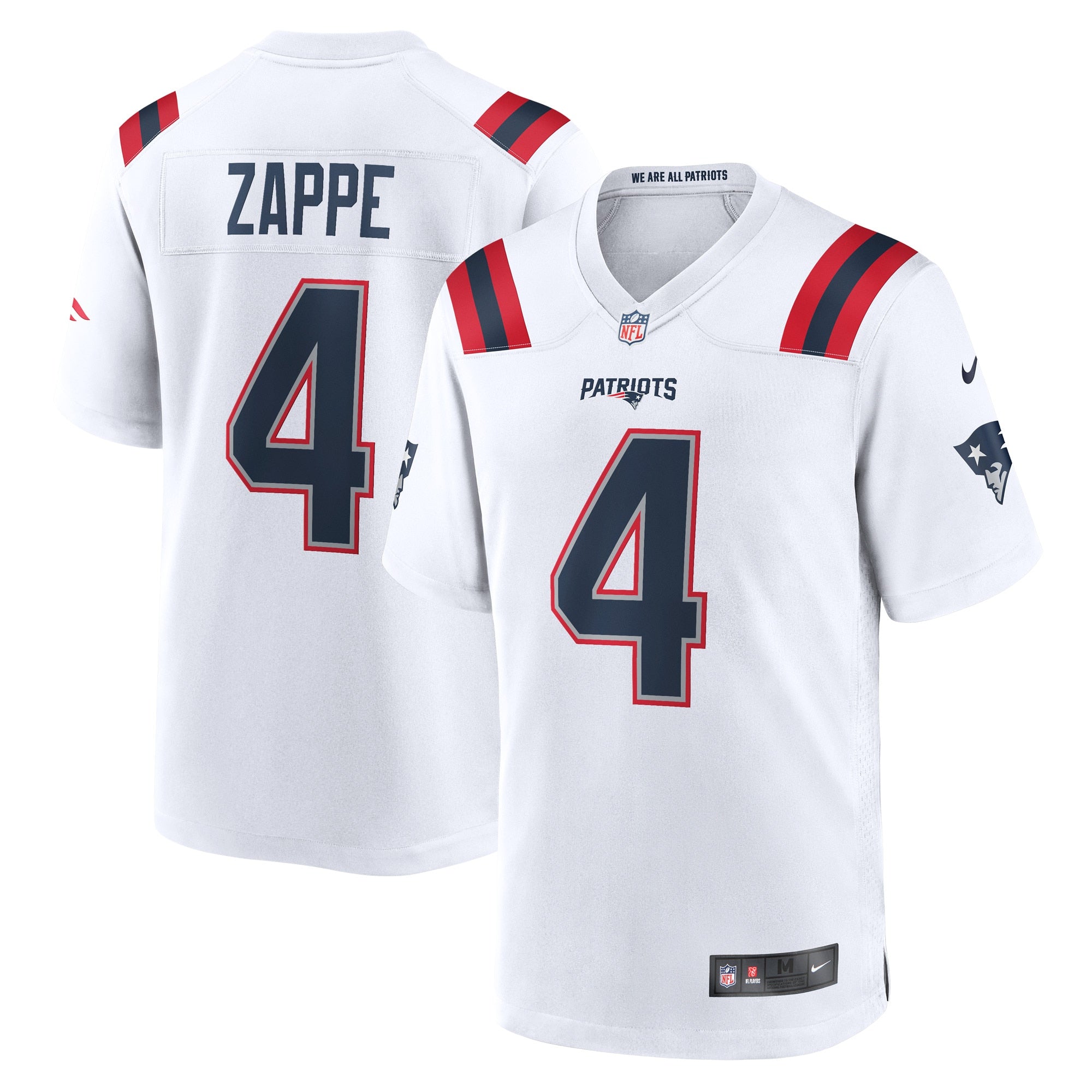 Bailey Zappe New England Patriots Nike Alternate Game Player Jersey - Red/Navy/White - Image 6