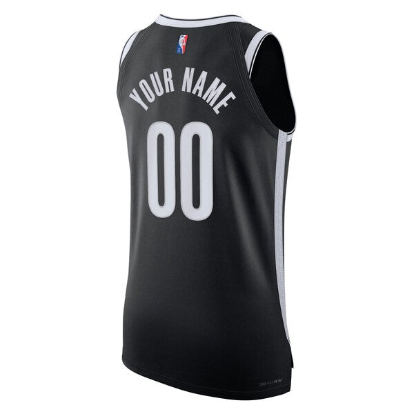 Brooklyn Nets Nike 2021/22 Diamond Authentic Custom Jersey - Icon Edition - Black - Image 3