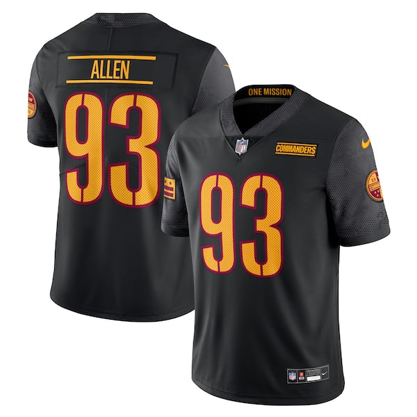 Jonathan Allen Washington Commanders Nike Alternate Vapor Untouchable Limited Jersey - Black - Image 2