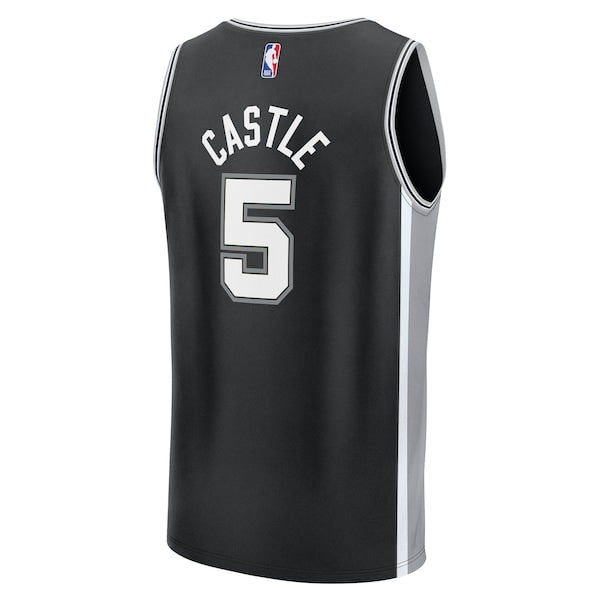 Stephon Castle San Antonio Spurs Fast Break Replica Jersey - Black - Icon Edition - Image 3