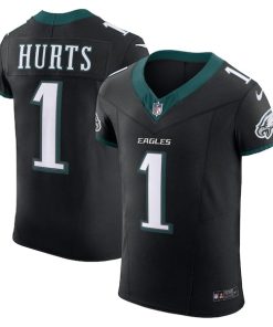 Alternative view of Jalen Hurts Philadelphia Eagles Nike Alternate Vapor F.U.S.E. Elite Jersey - Black/Green/Kelly Green