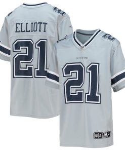 Ezekiel Elliott Dallas Cowboys Nike Youth Inverted Team Game Jersey - Silver