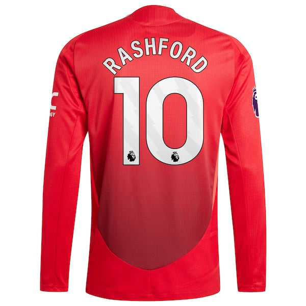 Marcus Rashford Manchester United 2024/25 Home Authentic Long Sleeve Player Jersey - Red - Image 4