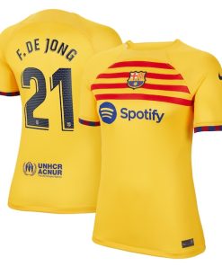 Frenkie de Jong Barcelona Nike Women's 2022/23 Fourth Breathe Stadium Replica Player Jersey - Yellow