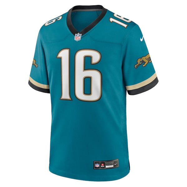 Trevor Lawrence Jacksonville Jaguars Nike Prowler Throwback Player Game Jersey - Teal - Image 2
