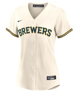 Alternative view of Milwaukee Brewers Nike Women's Home Replica Team Jersey - Cream