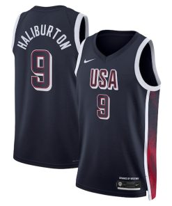 Tyrese Haliburton Men's USA Basketball Nike Unisex 2024 Swingman Player Jersey - Navy
