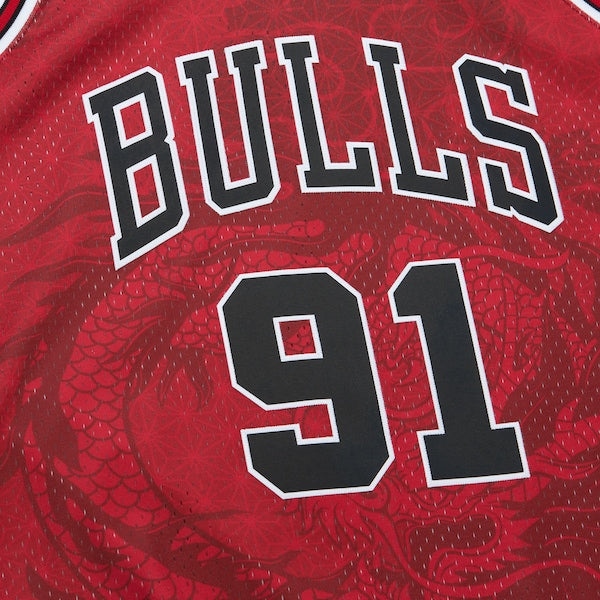 Dennis Rodman Chicago Bulls 1997/98 Hardwood Classics Asian Heritage 6.0 Swingman Throwback Player Jersey - Red - Image 5