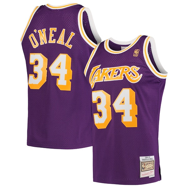 Shaquille O'Neal Los Angeles Lakers Hardwood Classics Swingman Jersey - Purple/Royal/Gold