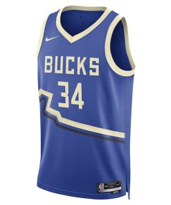 Alternative view of Giannis Antetokounmpo Milwaukee Bucks Nike Unisex 2024/25 Swingman Player Jersey - City Edition - Royal