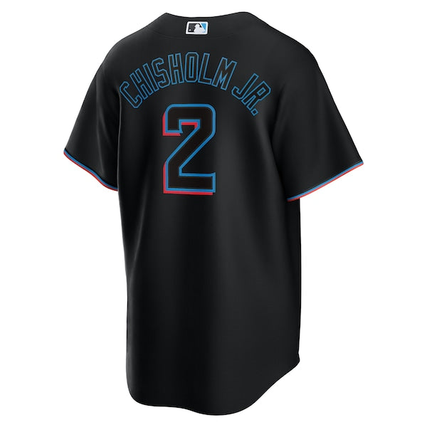 Jazz Chisholm Jr. Miami Marlins Nike Alternate Replica Player Jersey - Black/White - Image 4