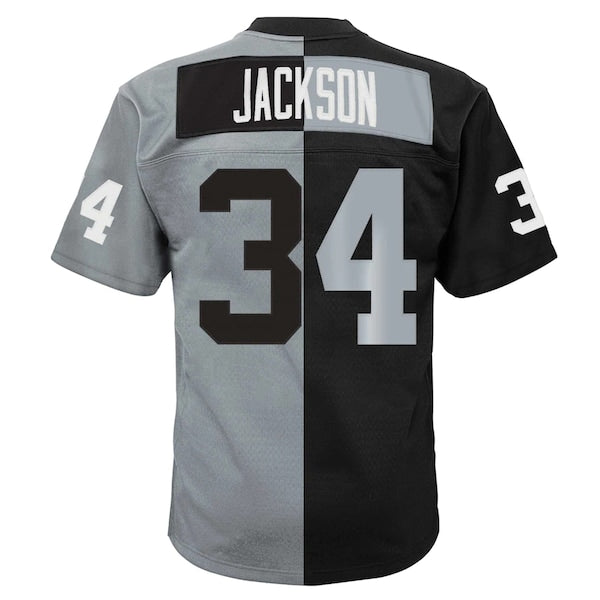 Bo Jackson Las Vegas Raiders Big & Tall Split Legacy Retired Player Replica Jersey - Black/Silver - Image 4