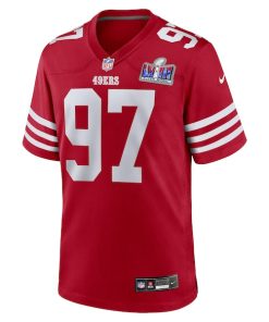 Alternative view of Nick Bosa San Francisco 49ers Nike Super Bowl LVIII Game Jersey - Scarlet