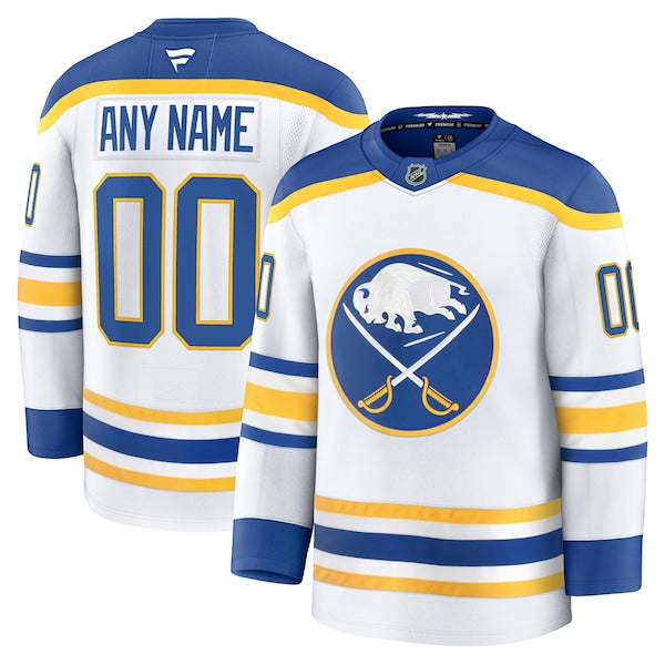 Buffalo Sabres Away Premium Custom Jersey - White/Black/Royal - Image 2