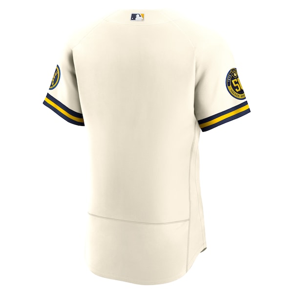 Milwaukee Brewers Nike Home Authentic Team Jersey - Cream - Image 3