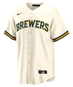 Alternative view of Milwaukee Brewers Nike Home Blank Replica Jersey - Cream