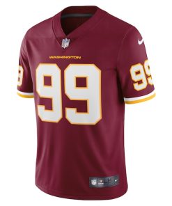 Alternative view of Chase Young Washington Football Team Nike Vapor Limited Jersey - Burgundy