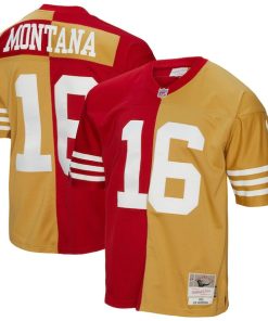 Joe Montana San Francisco 49ers 1990 Split Legacy Replica Jersey - Scarlet/Gold