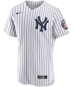 Alternative view of Derek Jeter New York Yankees Nike 2020 Hall of Fame Induction Patch Authentic Jersey - White/Navy